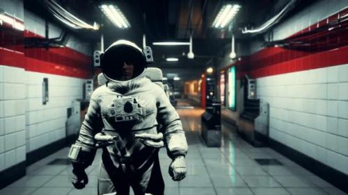 Videohive - Astronaut at Underground Metro Subway - 33521608 - 33521608