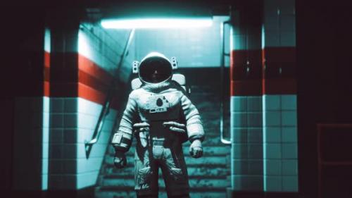 Videohive - Astronaut at Underground Metro Subway - 33521613 - 33521613
