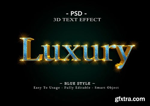 Blue luxury 3d text style effect Premium Psd