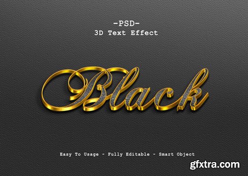 Black 3d text style effect Premium Psd