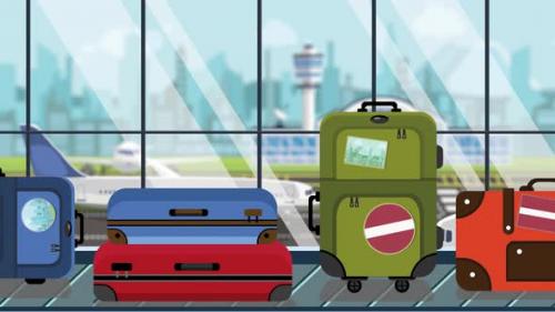 Videohive - Suitcases with Latvian Flag Stickers on Baggage in Airport - 33522131 - 33522131