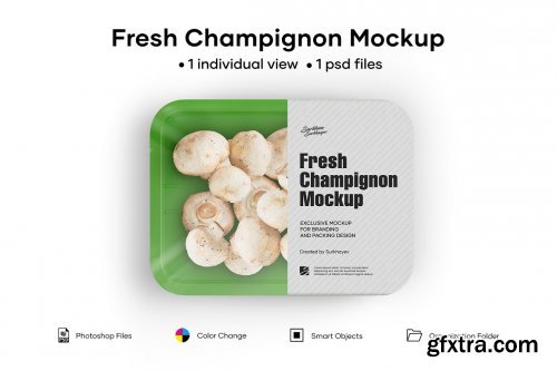 CreativeMarket - Plastic Tray With Champignon Mockup 5242199