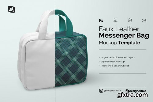 CreativeMarket - Faux Leather Messenger Bag Mockup 4815312