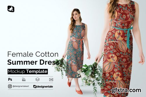 CreativeMarket - Female Cotton Summer Dress Mockup 5097495