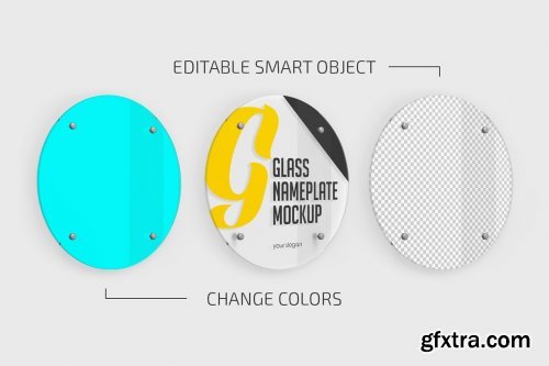 CreativeMarket - Round Glass Nameplate Mockup 5420957