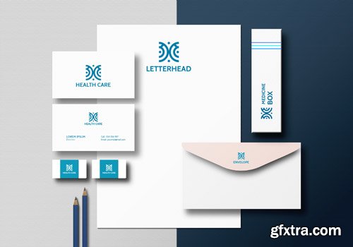 Stationary mockup with business card letterhead and element Premium Psd