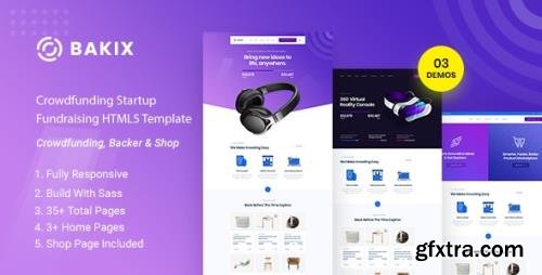 ThemeForest - Bakix v1.0.0 - Crowdfunding Startup Fundraising HTML5 Template - 23142074