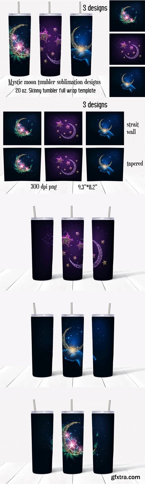 Mystic Moon Tumbler Sublimation Designs