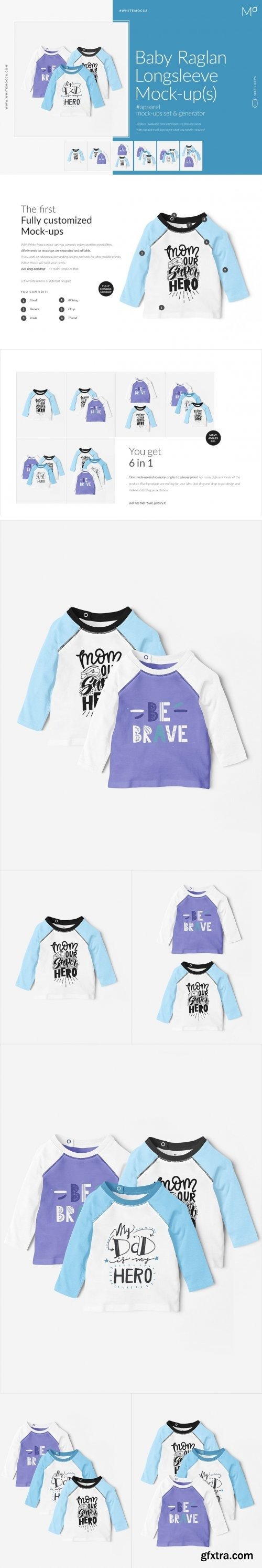 CreativeMarket - Baby Raglan Longsleeve Mock-ups Set 4548234