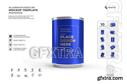 Aluminium Food Can Packaging Mockup Template Set YWTU7SY