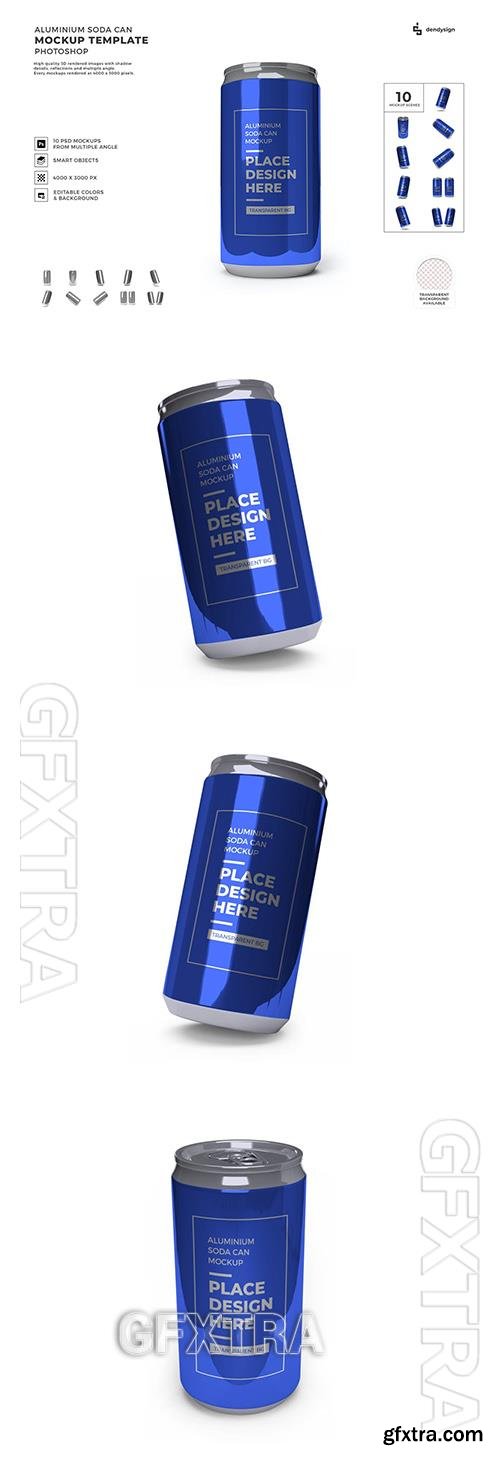 Aluminium Soda Can Packaging Mockup Template Set F43E456