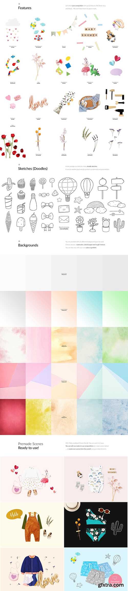 CreativeMarket - Baby Lookbook Mockup Creator Bundle 6411510