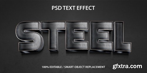 Editable text effect 3d steel premium Premium Psd