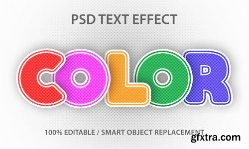 Editable text effect color paper premium Premium Psd