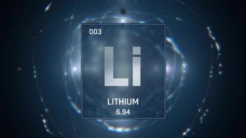 Videohive - Lithium as Element 3 of the Periodic Table 3D animation on blue background - 33592096 - 33592096