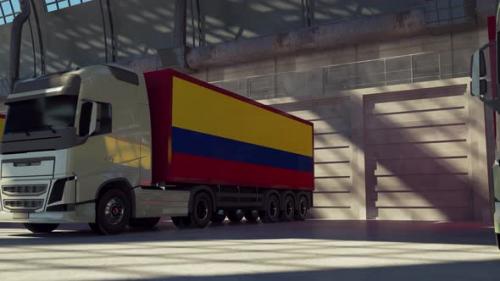 Videohive - Cargo Trucks with Colombia Flag - 33592640 - 33592640
