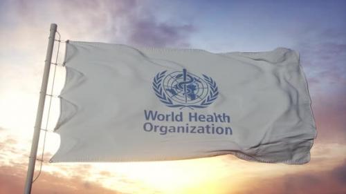 Videohive - World Health Organization Flag Waving in the Wind Sky and Sun Background - 33592677 - 33592677