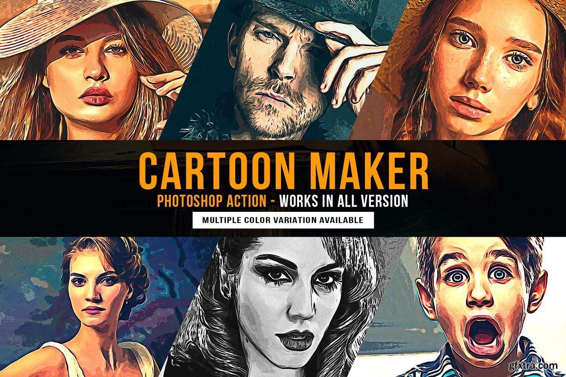 CreativeMarket - Cartoon Maker Photoshop Action 6424304 » GFxtra