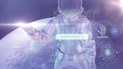 Videohive - An Astronaut Examines An Array Of Coded Data HD - 33602218 - 33602218