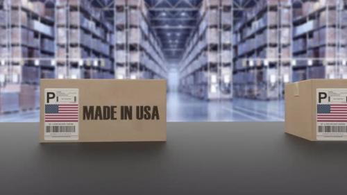 Videohive - Boxes with MADE IN USA Text on Conveyor - 33607361 - 33607361