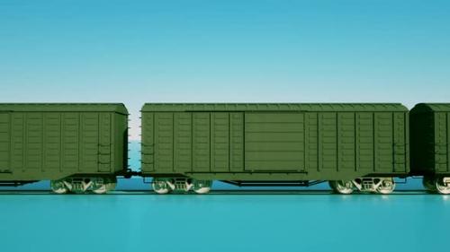 Videohive - Animation of the movement of train on a blue background 3D. - 33609977 - 33609977