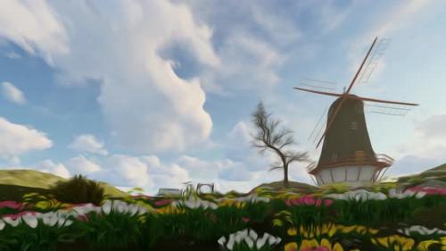 Videohive - Windmill Background Oil Paint Style - 33610714 - 33610714