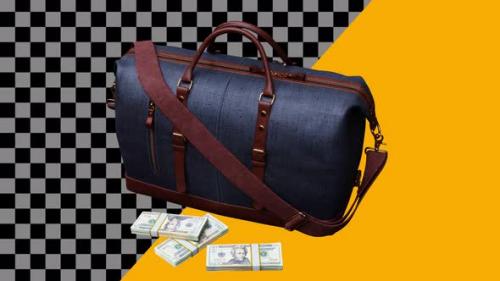 Videohive - Spinning a bag with bundles of money around the bag. - 33611645 - 33611645