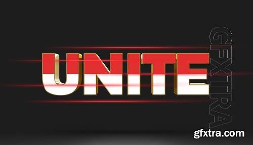 Unite 3d text effect mockup template Premium Psd