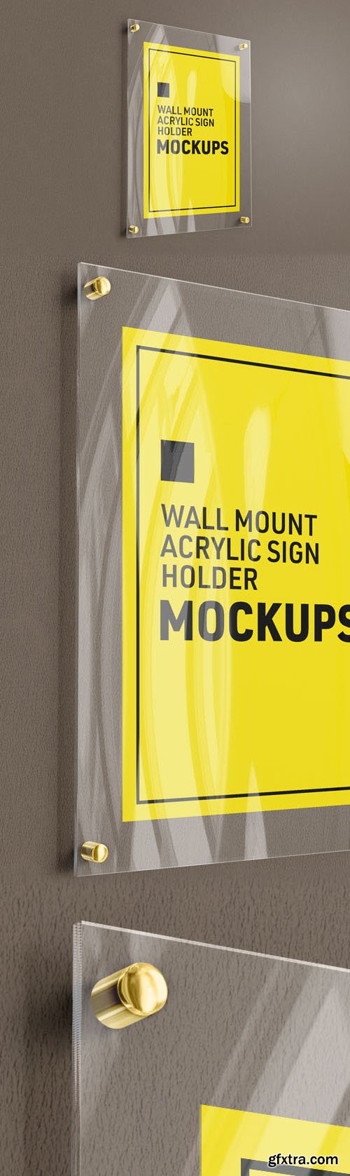 Wall Mount Glass Sign Holder PSD Mockup Template