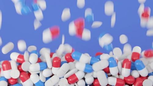 Videohive - Colorful pills fall on isolated background - 33580312 - 33580312