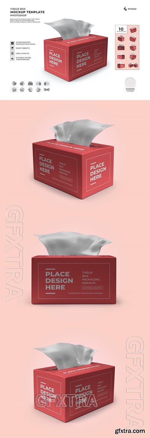 Tissue Box Packaging Mockup Template Set 432N6QD