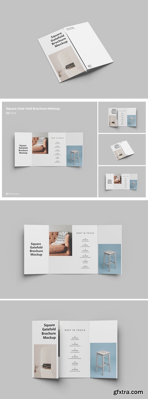 Square Gate Fold Brochure Mockup