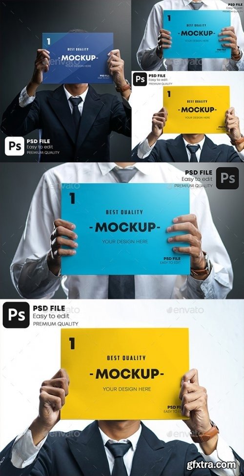 GraphicRiver - Businessman Holding Poster Mockup Set 28404062