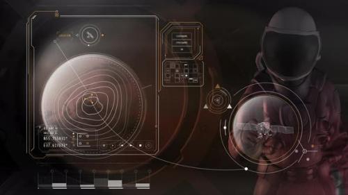 Videohive - The Astronaut Works With A Virtual Panel 4K - 33620436 - 33620436