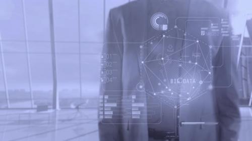 Videohive - Infographics On The Topic Of Big Data On The Background Of A Person 4K - 33620443 - 33620443