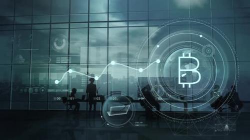 Videohive - Bitcoin Infographics On The Background Of The Office HD - 33620453 - 33620453