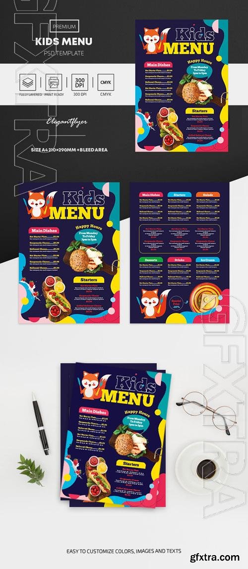 Kids Menu PSD Template