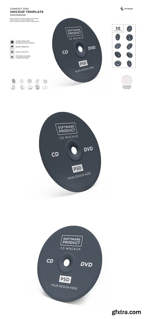 Compact Disc Mockup Template Set