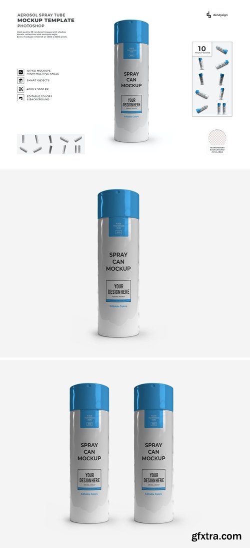 Aerosol Spray Bottle Mockup Template Set