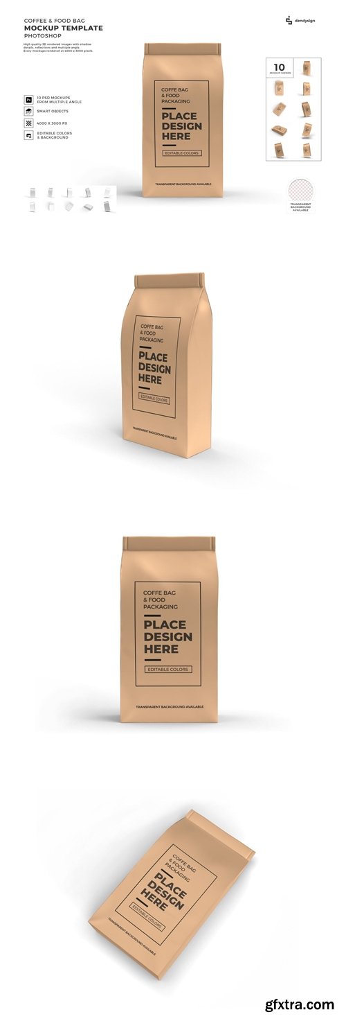 Food Paper Bag Mockup Template Set