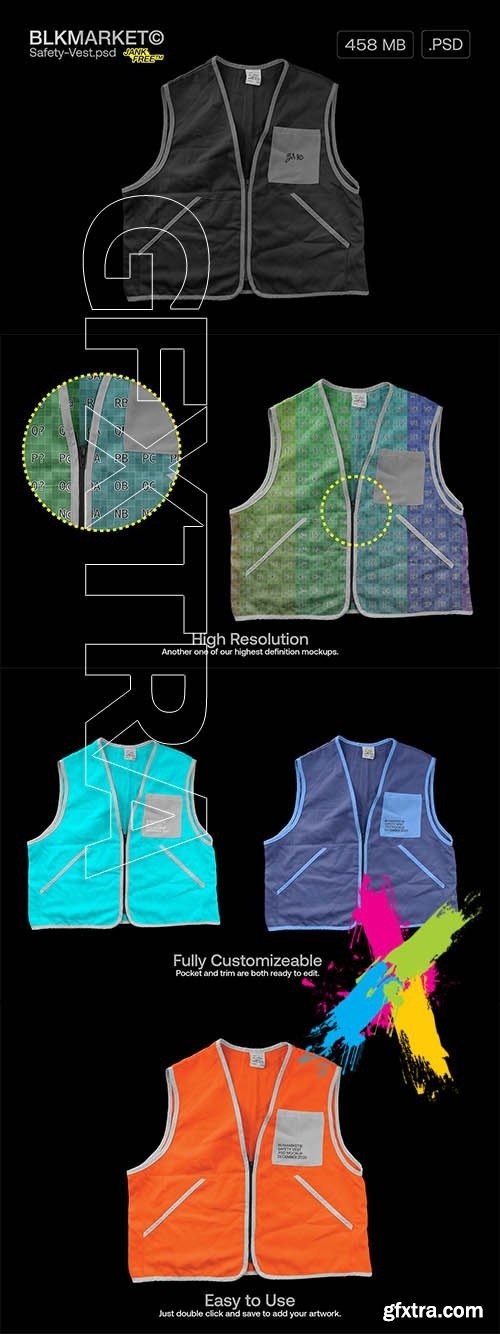 CreativeMarket - Safety-vest.psd - Streetwear Mockup 5755619