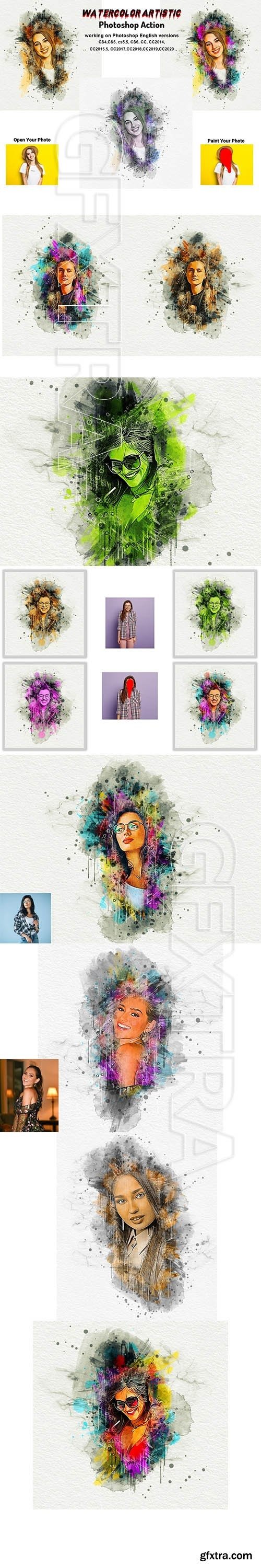 CreativeMarket - Watercolor Artistic Photoshop Action 5763787