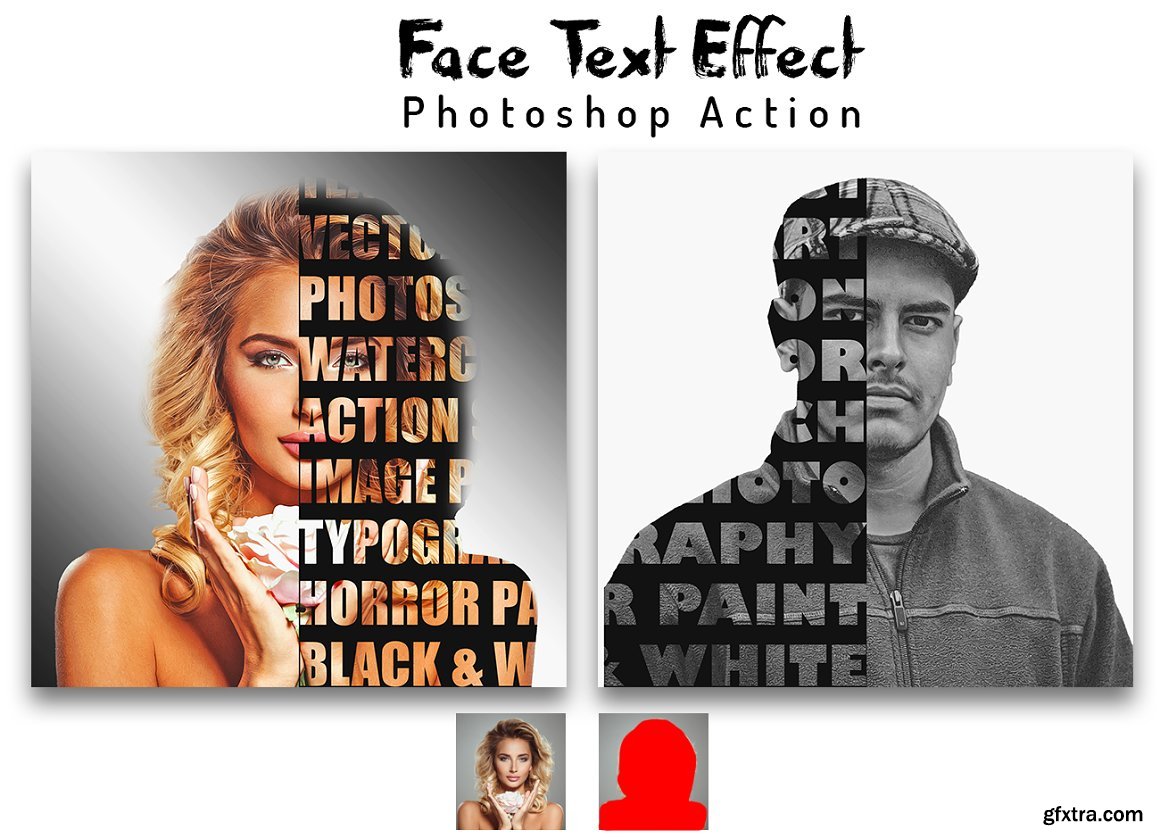 CreativeMarket - Face Text Effect Photoshop Action 6450763 » GFxtra