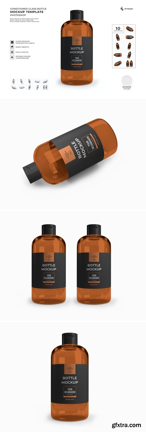 Conditioner Glass Bottle Mockup Template Set