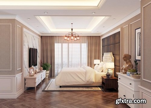 Modern Bedroom Interior Scene 45