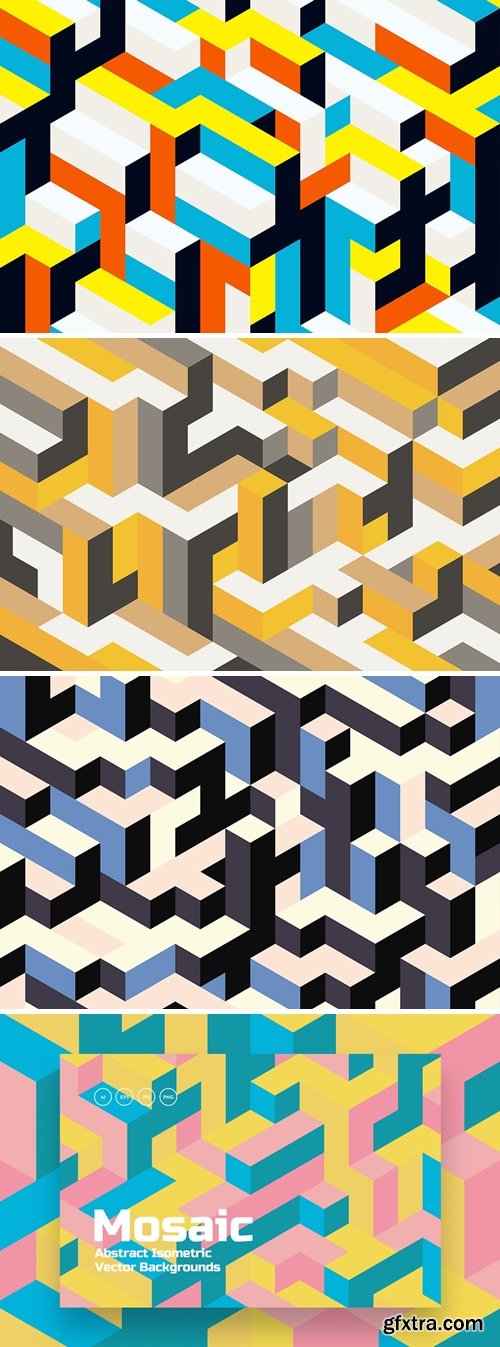 Isometric Mosaic Vector Backgrounds