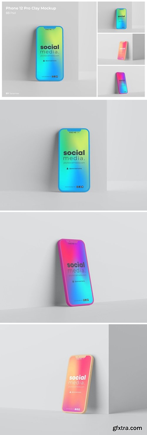 Phone 12 Pro Clay Mockup vol 2