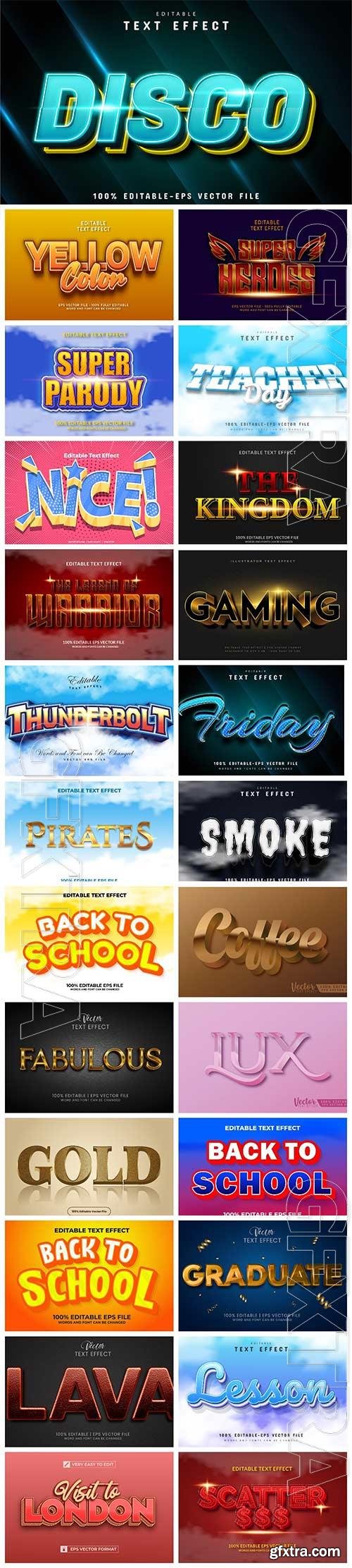 Set 3d editable text style effect vector vol 7