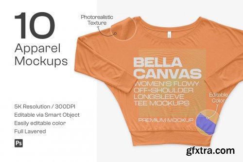 CreativeMarket - Bella Canvas 8850 Flowy Tee Mockups 6325259