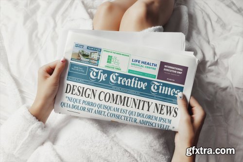 Hands Holding Business Newspaper Mockup